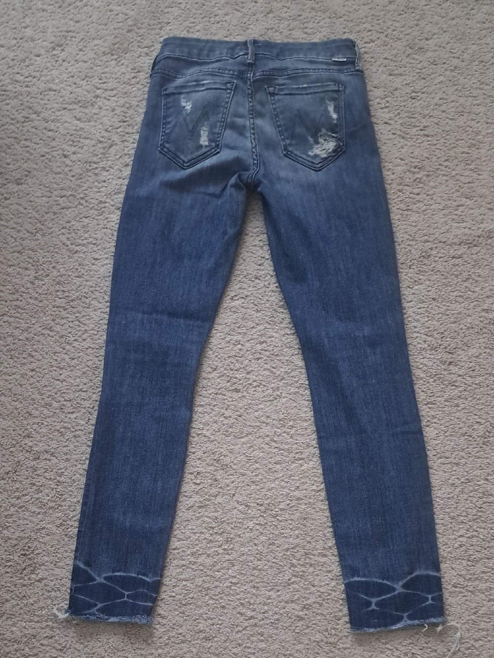 MOTHER Distressed Blue Skinny Jeans Size 24 - Picture 8 of 13